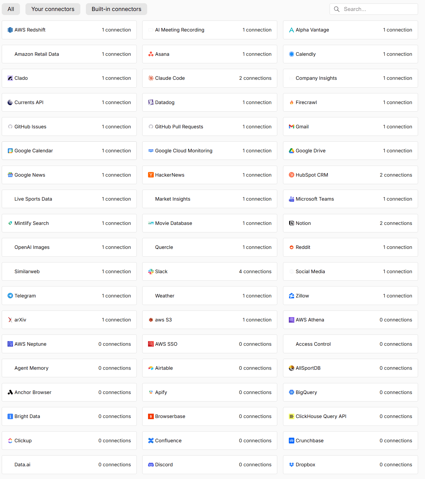 Connectors library — built-in and custom connectors